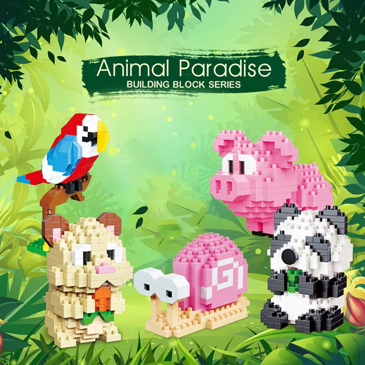 Mini bloques 3D de animales tipo diamante
