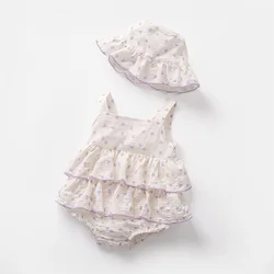 Mono de verano de algodón sin mangas para niña – Princesa y sombrero