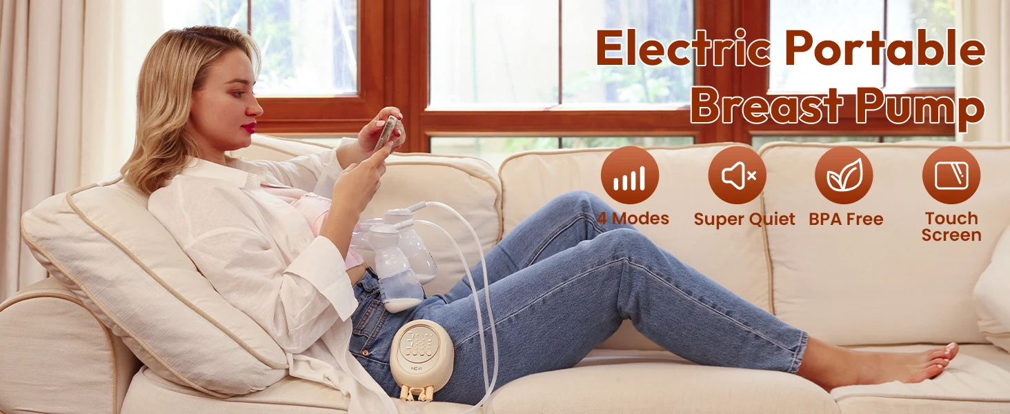 Extractor de leche eléctrico doble NCVI con panel táctil dorado