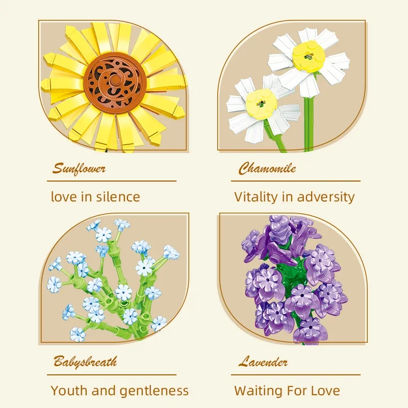 Bloques de construcción florales preservadas girasol y lavanda - imagen 3