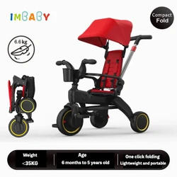 Triciclo infantil IMBABY con toldo ajustable y mango de empuje