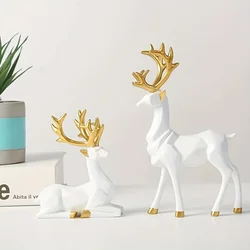 Adorno de Reno dorado y blanco - Decoración navideña en resina