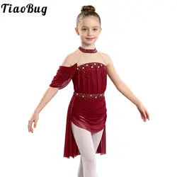 Vestido de ballet para niñas con espalda descubierta y pedrería