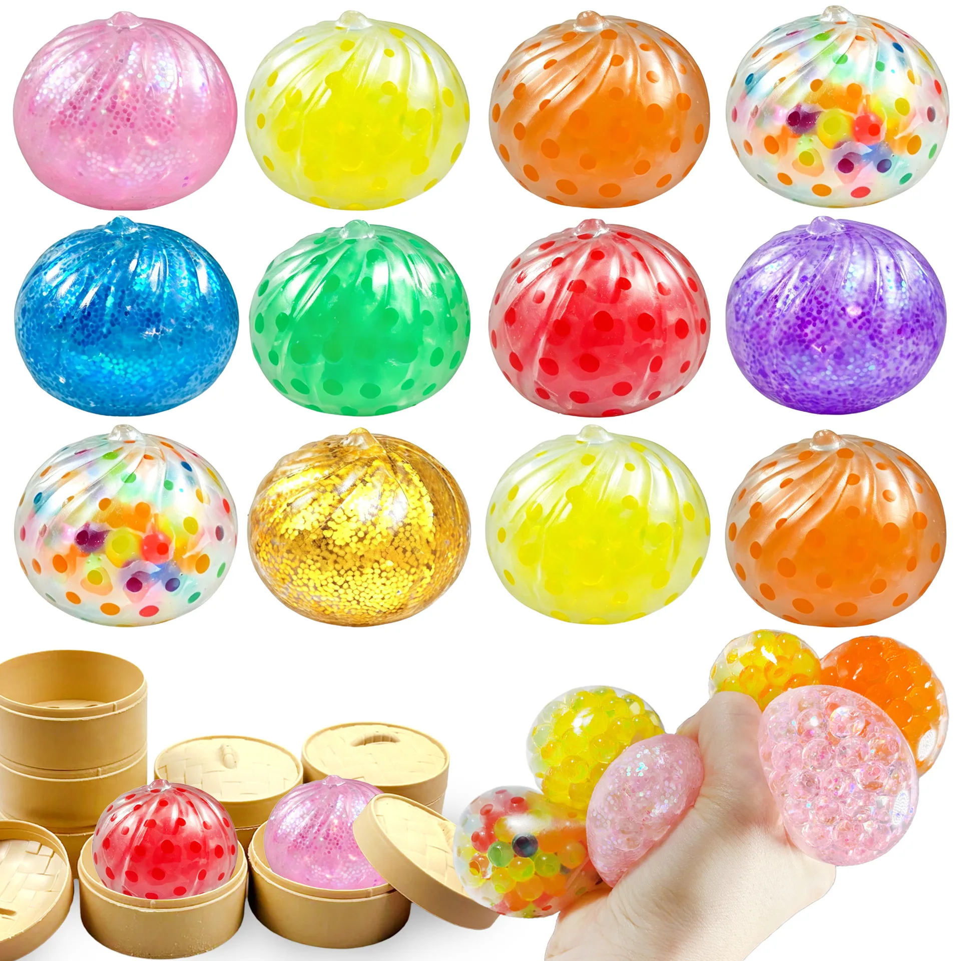 Bola antiestrés en forma de dumpling, juguete sensorial apretable - imagen 4