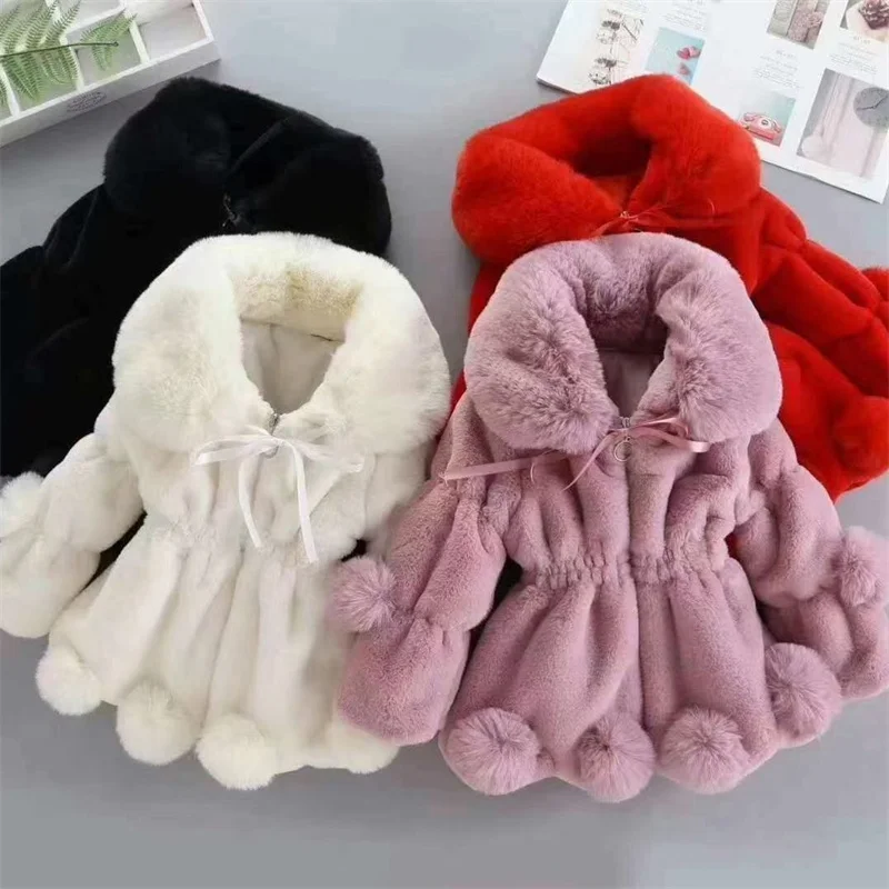 Abrigo de lana para niñas con terciopelo, invierno y nieve cálido