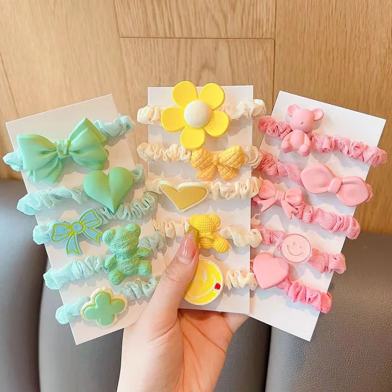 Gomas para el pelo infantiles sin dañar, estilo dulce para niñas - imagen 5