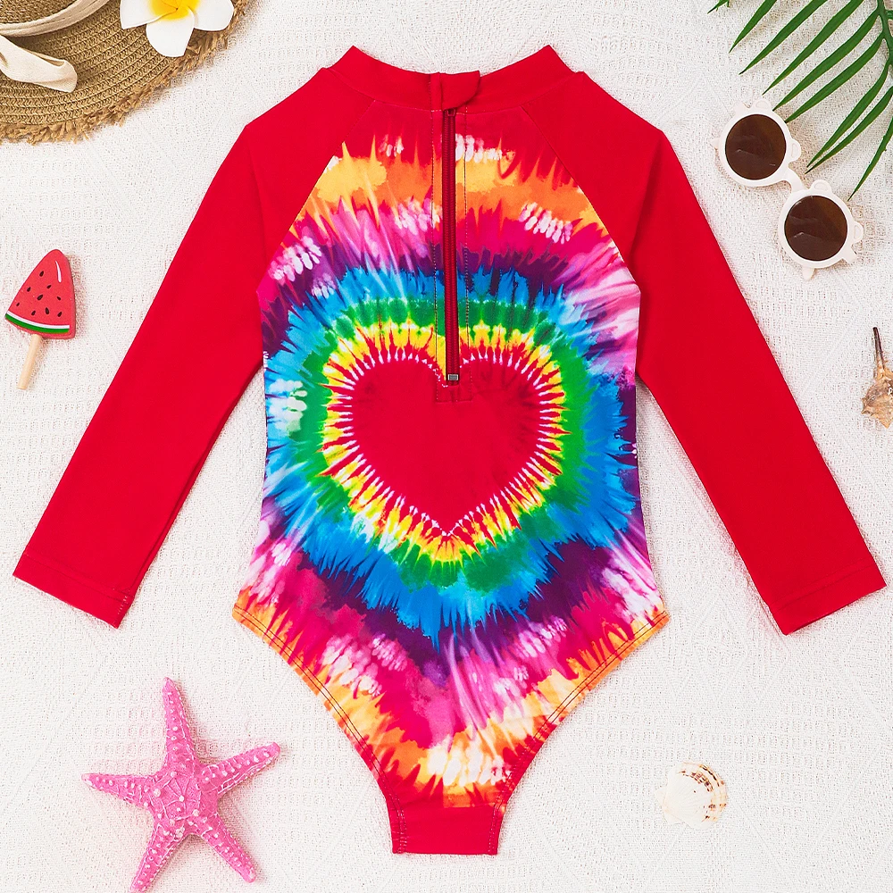 Traje de baño manga larga para niñas con estampado colorido - imagen 3