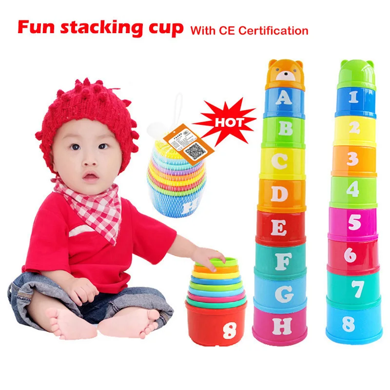 Tazas apilables arcoíris para bebés – Torre educativa Montessori