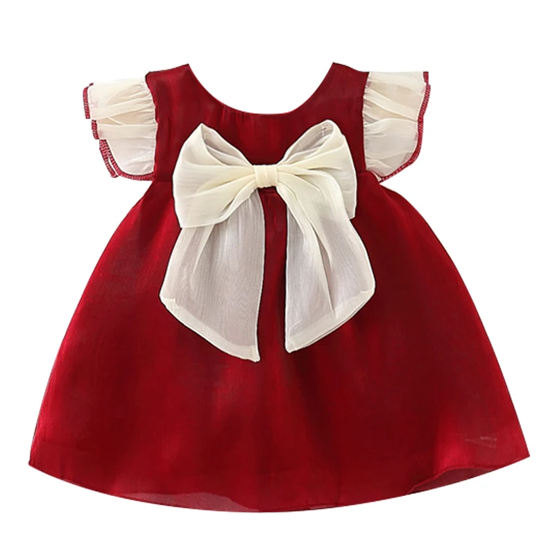 Vestido rojo sin mangas con lazo para niña verano - imagen 4