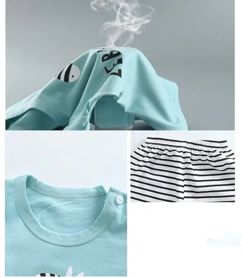 Conjunto verano niño: camiseta manga corta y pantalón a rayas cebra
