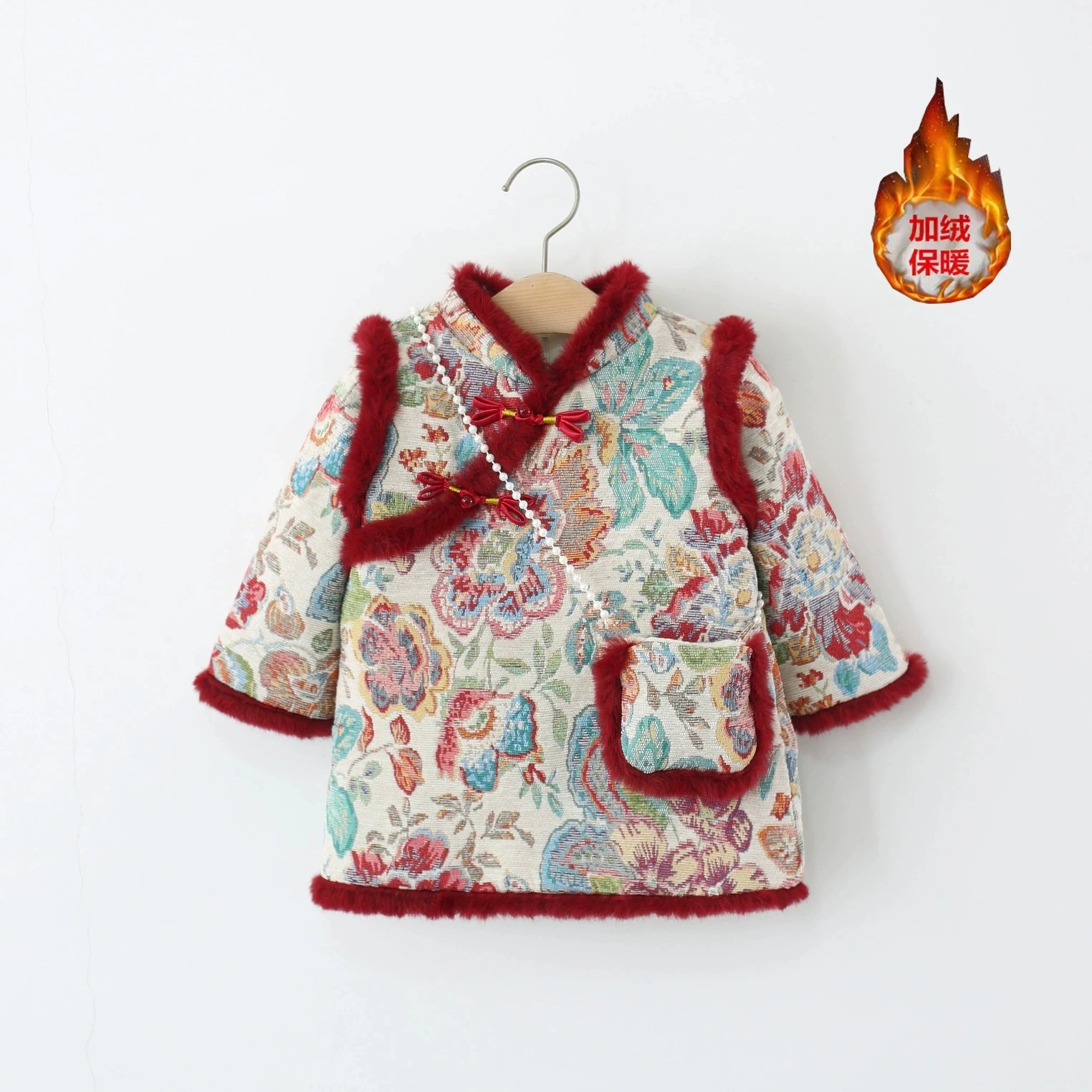 Conjunto de invierno para niña: vestido cálido de lana bordada - imagen 4
