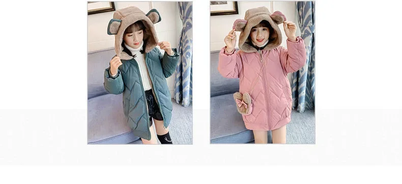 Chaqueta de algodón gruesa con capucha frontal