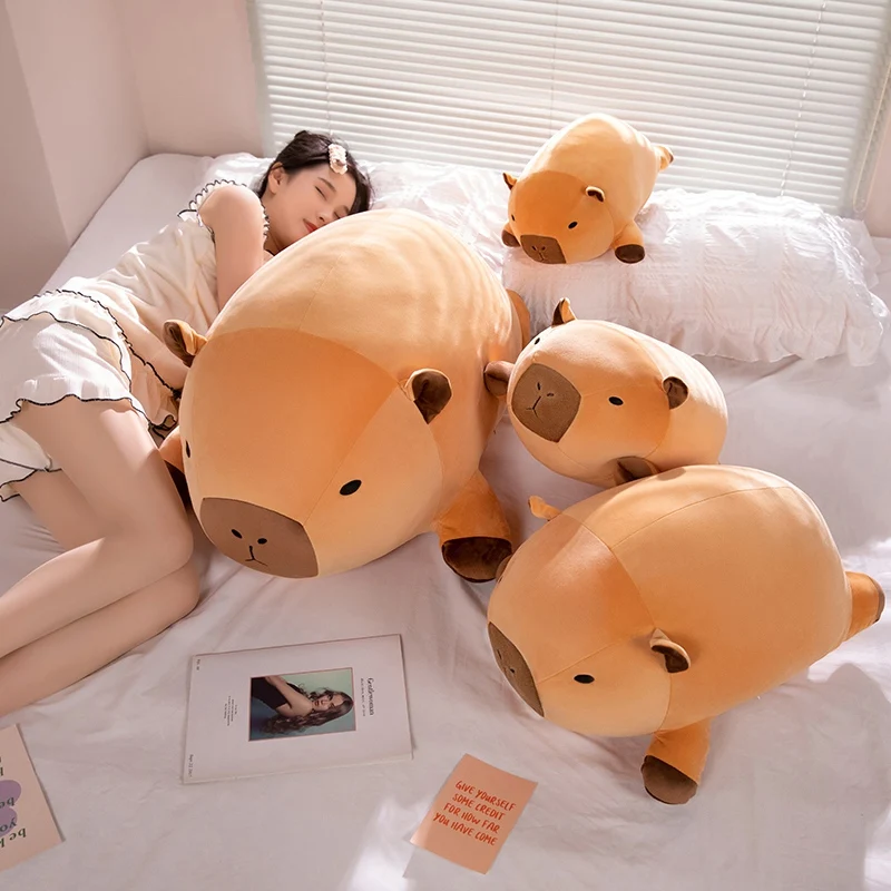 Almohada larga de peluche capibara, relleno suave estilo tierno - imagen 4
