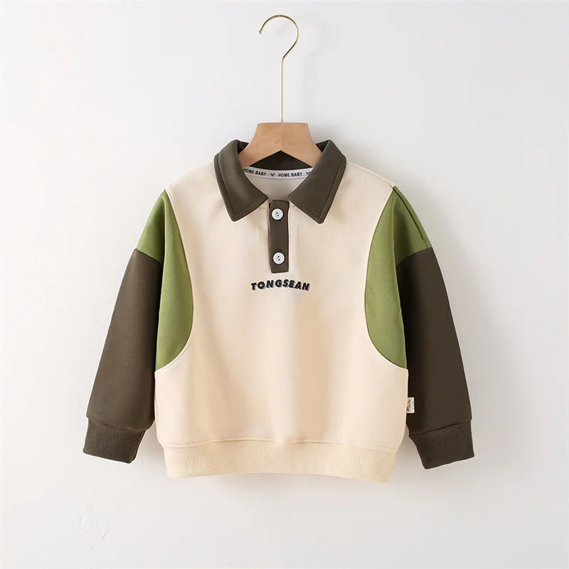 Sudadera con solapa polo, letras y bloqueo de color primavera otoño - imagen 2