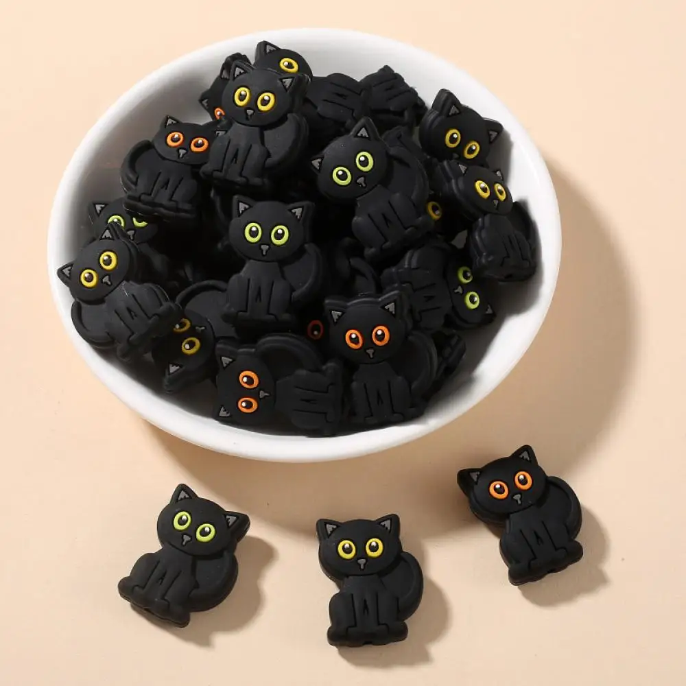 Cuentas mordedor gato negro silicona alimenticia cadena chupete bebé - imagen 3