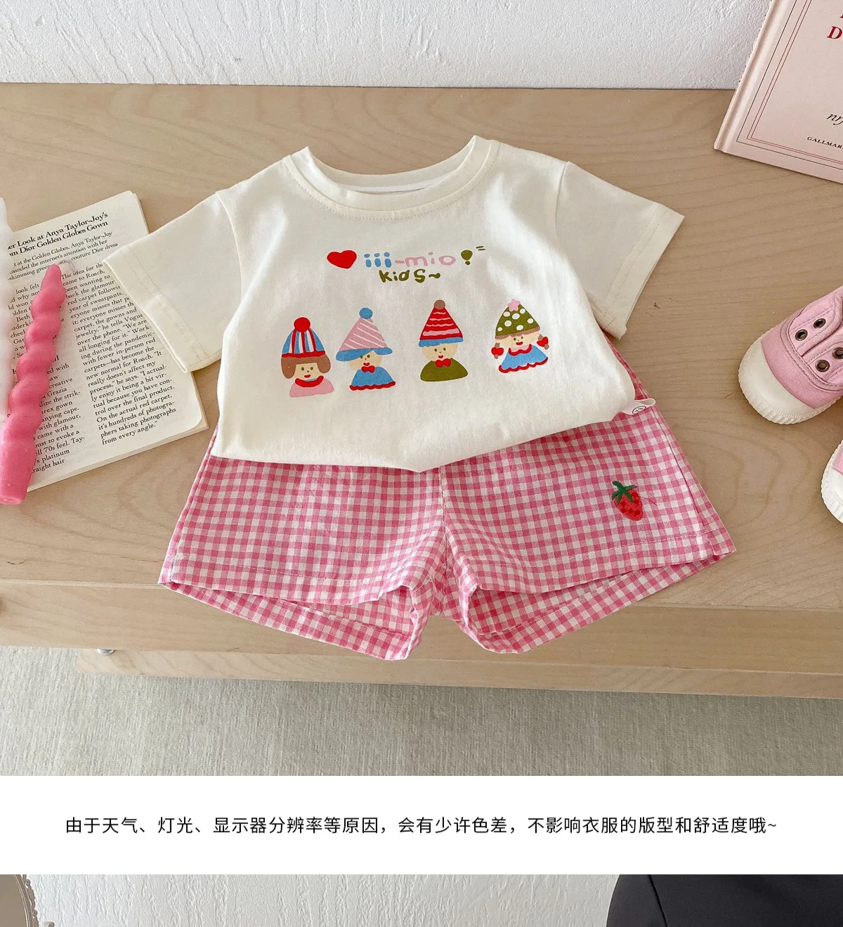 Conjunto infantil de camiseta y pantalón corto para niña