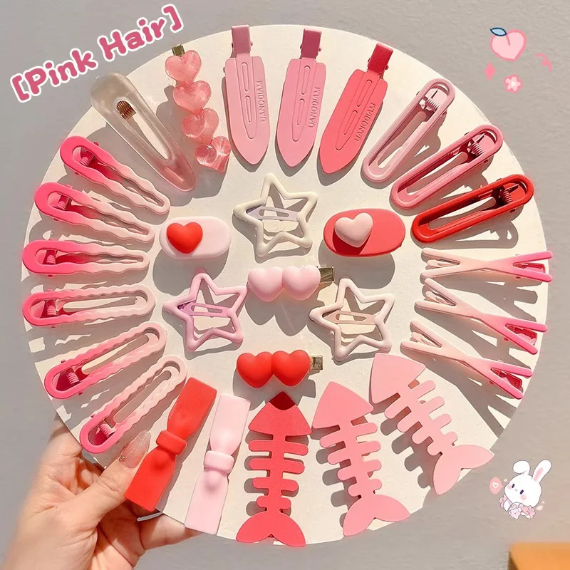 Pinzas cabello rosas estilo coreano para niñas – Horquilla flequillo - imagen 5