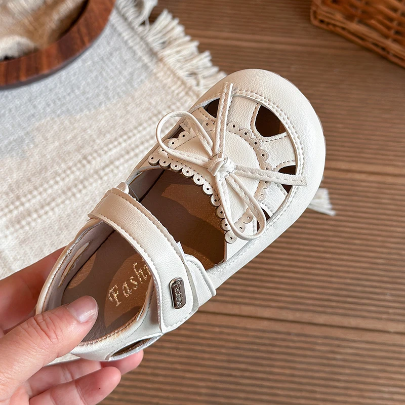 Sandalias antideslizantes de verano para niñas con encaje y lazo - imagen 3