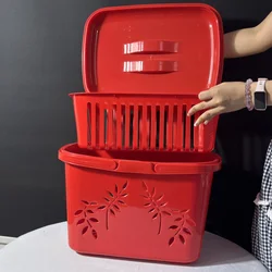 Cesta de la compra de plástico con asas, resistente y práctica