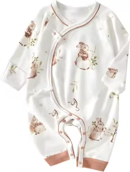 Pijama de algodón orgánico sin pies, manga larga unisex