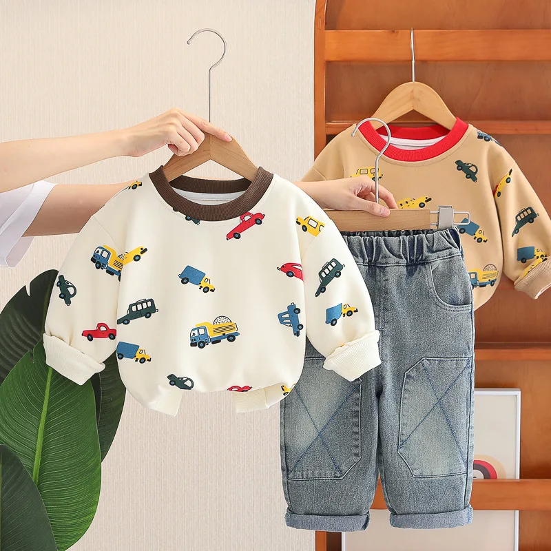 Conjunto bebé de camiseta manga larga con pantalón primavera y otoño
