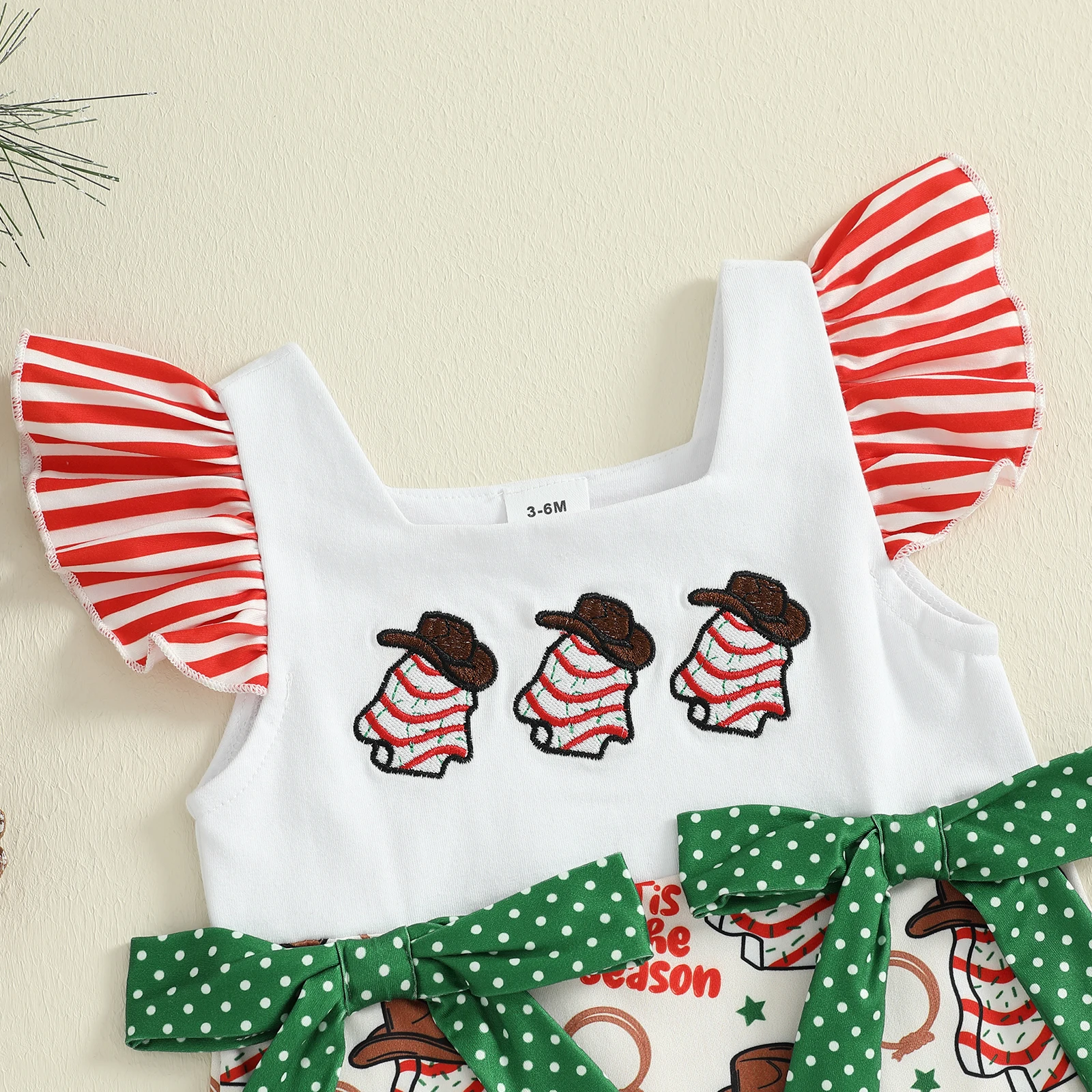 VISgogo Mameluco de Navidad para niña con estampado y lazo mono
