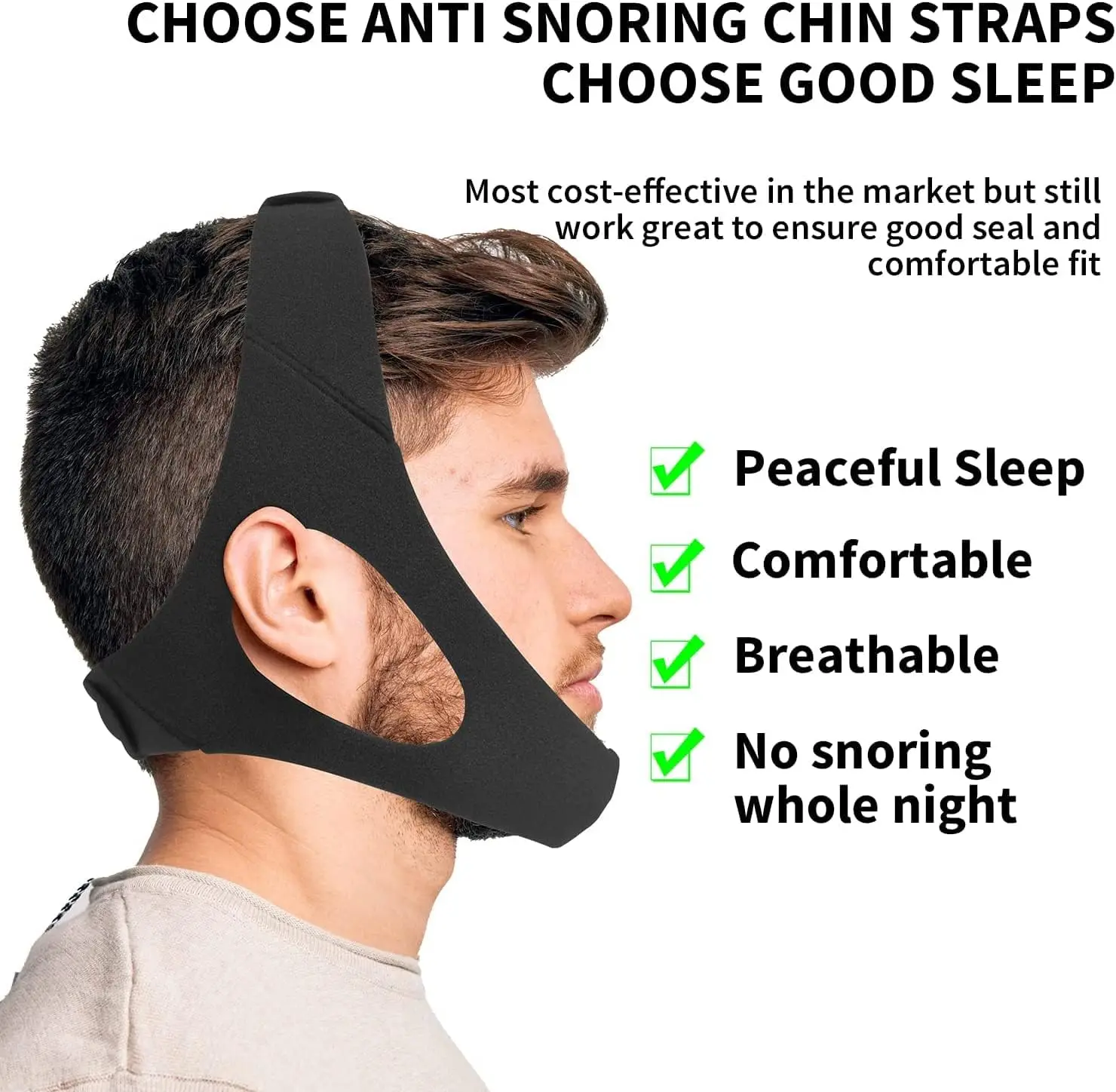 Correa de mentón anti ronquidos ajustable CPAP para usuarios - imagen 2