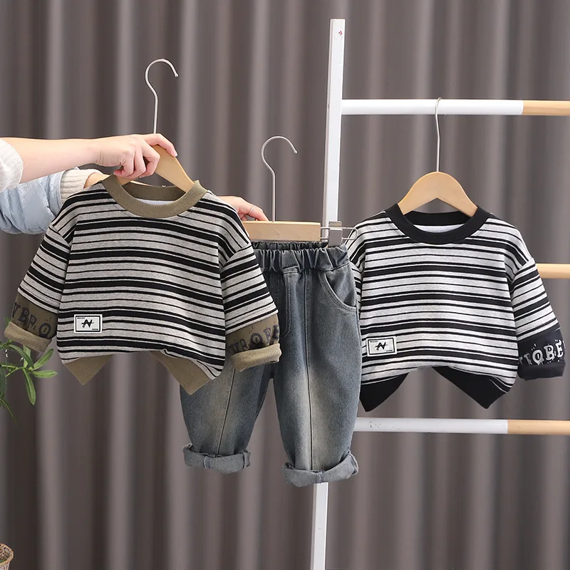 Conjunto de bebé niña de primavera y otoño con camiseta a rayas - imagen 3