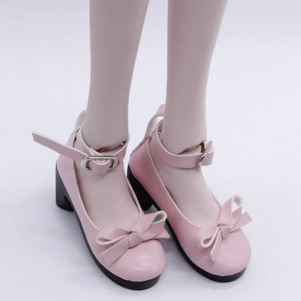 Zapatos de tacón Super Dollfie con correa al tobillo y lazo rosa - imagen 5
