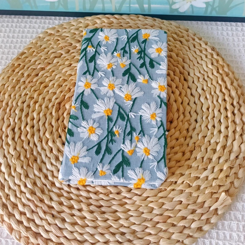 Cuaderno de tela con bordado floral - Diario engrosado para estudio - imagen 4