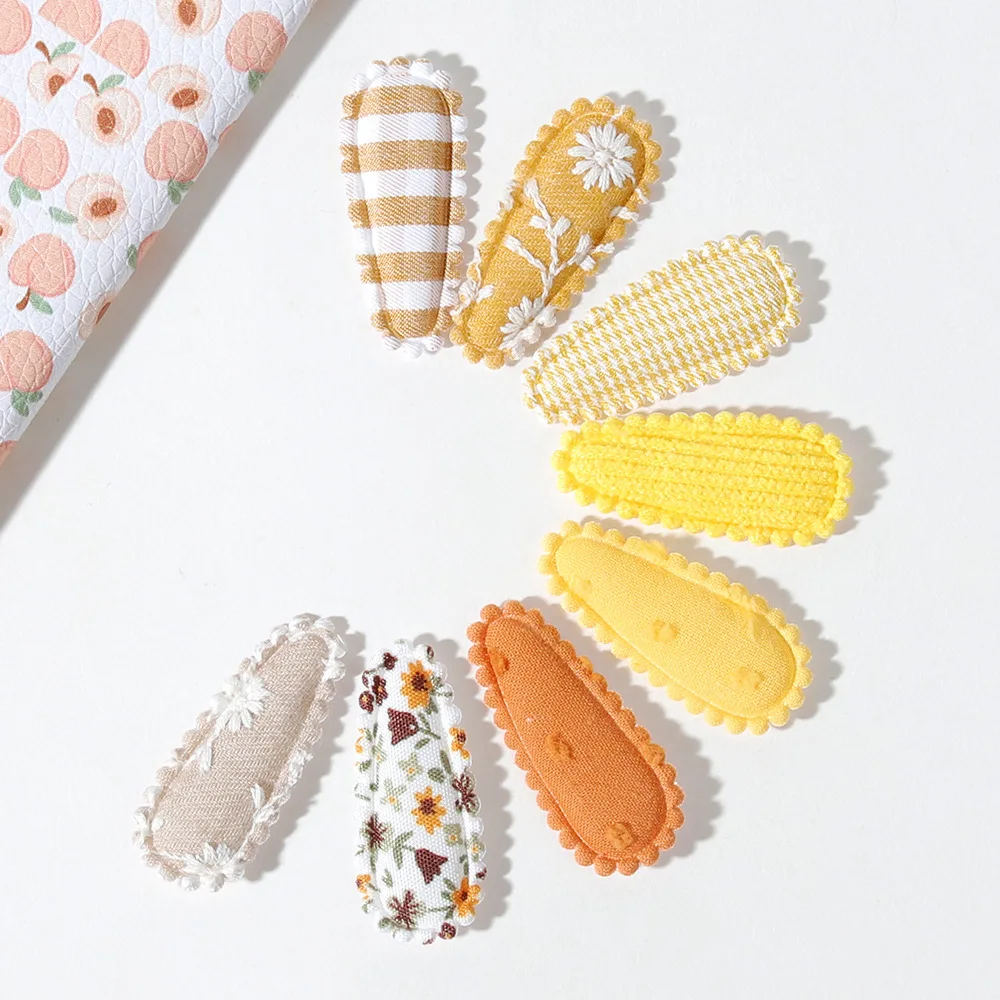 Pinzas para el pelo de tela infantiles con forma gota bordada - imagen 2