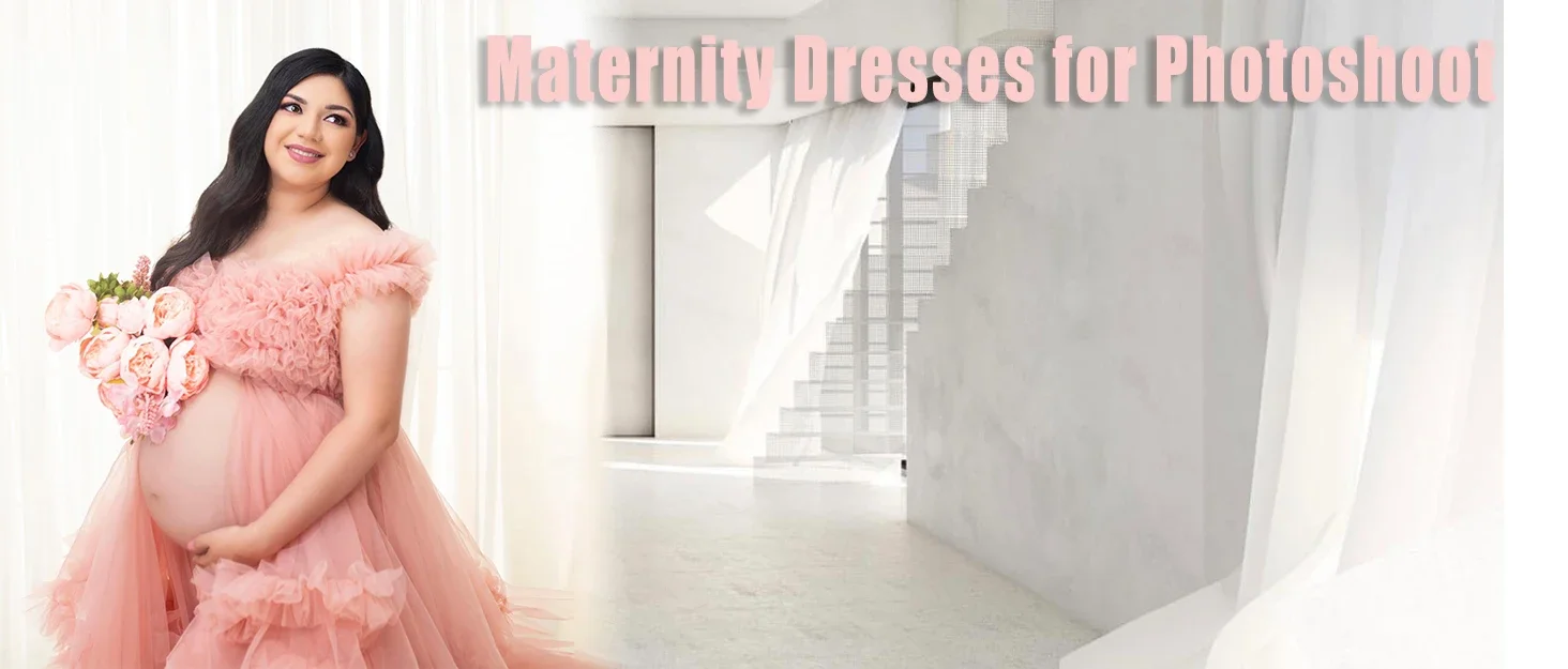 Vestido de maternidad tul con volantes para sesión de fotos