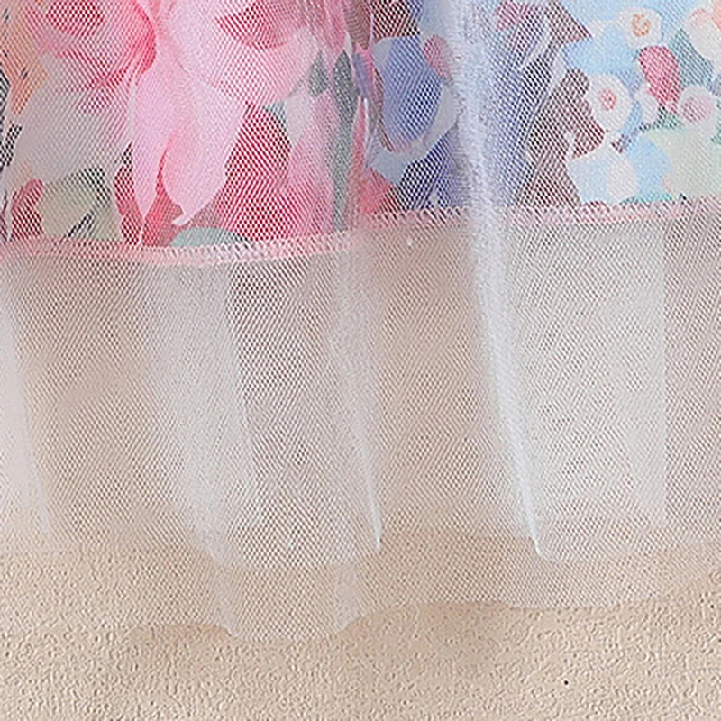 Vestido floral de malla de retales para niña – Princesa volantes - imagen 3