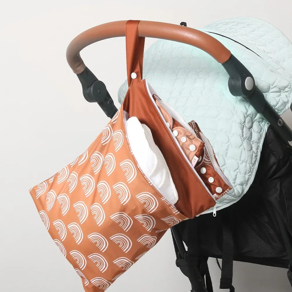 Bolsa para pañales colgante con cremallera doble capa