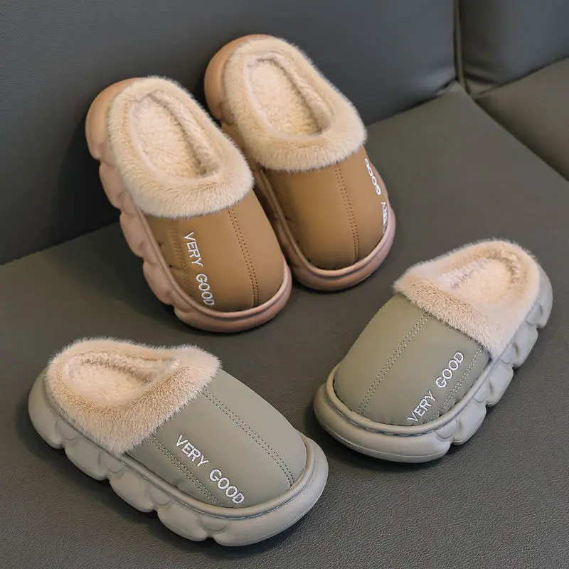 Zapatillas antideslizantes impermeables infantiles de felpa cálida - imagen 3