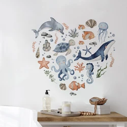 Pegatinas de pared de animales marinos para habitaciones infantiles