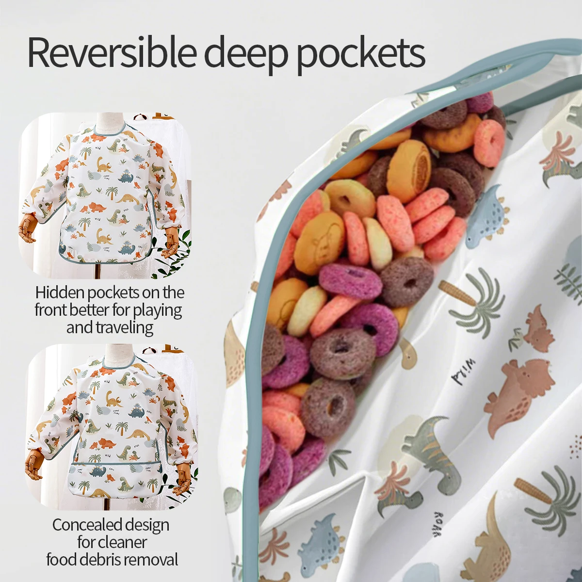 Babero impermeable de manga larga para bebé, lavable a máquina - imagen 4