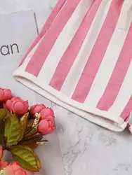 Pantalones cortos bebé algodón a rayas caramelo con cintura elástica
