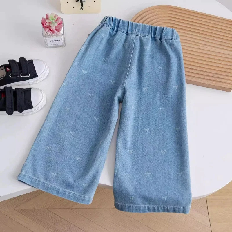 Vaqueros rectos con pajarita para niñas – estilo casual de primavera - imagen 3