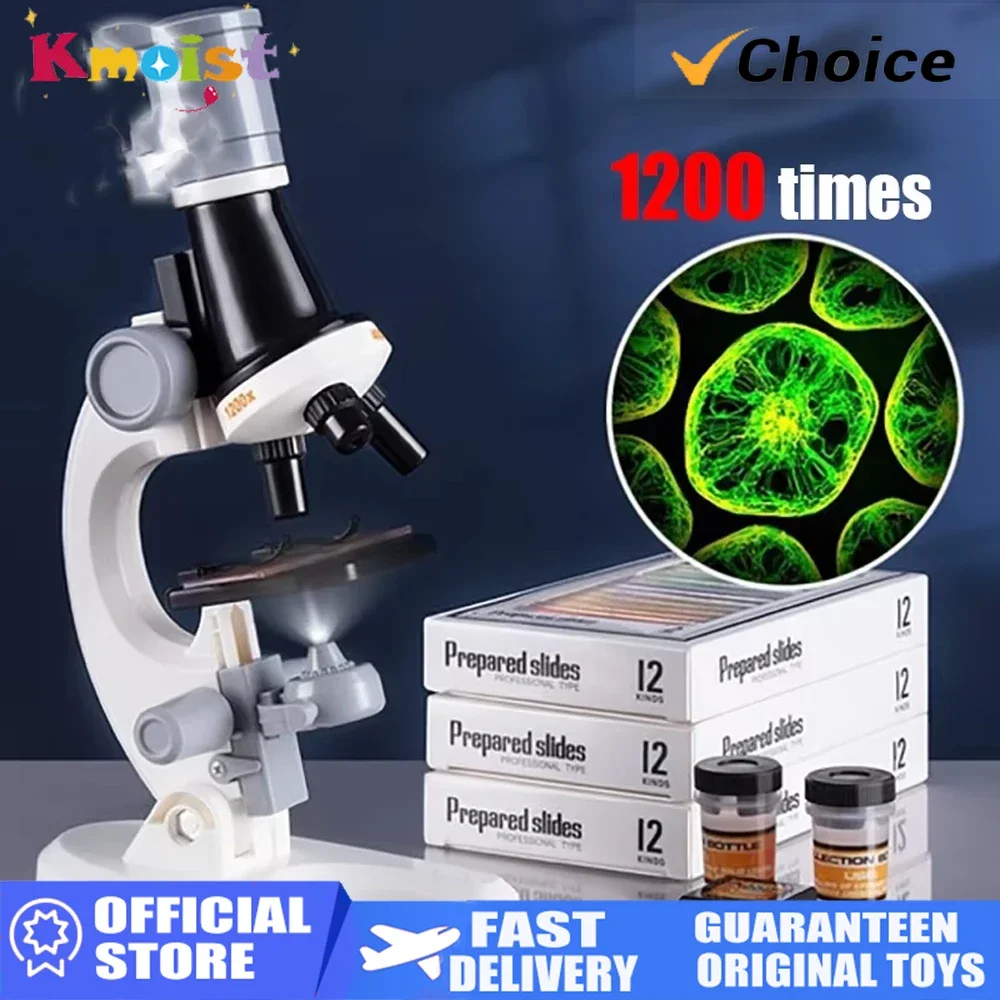 Microscopio biológico infantil con luz LED, kit de ciencias