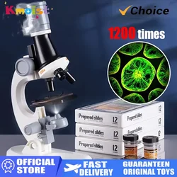 Microscopio biológico infantil con luz LED, kit de ciencias