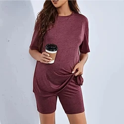 Conjunto premamá de camiseta y pantalón corto cómodo de algodón