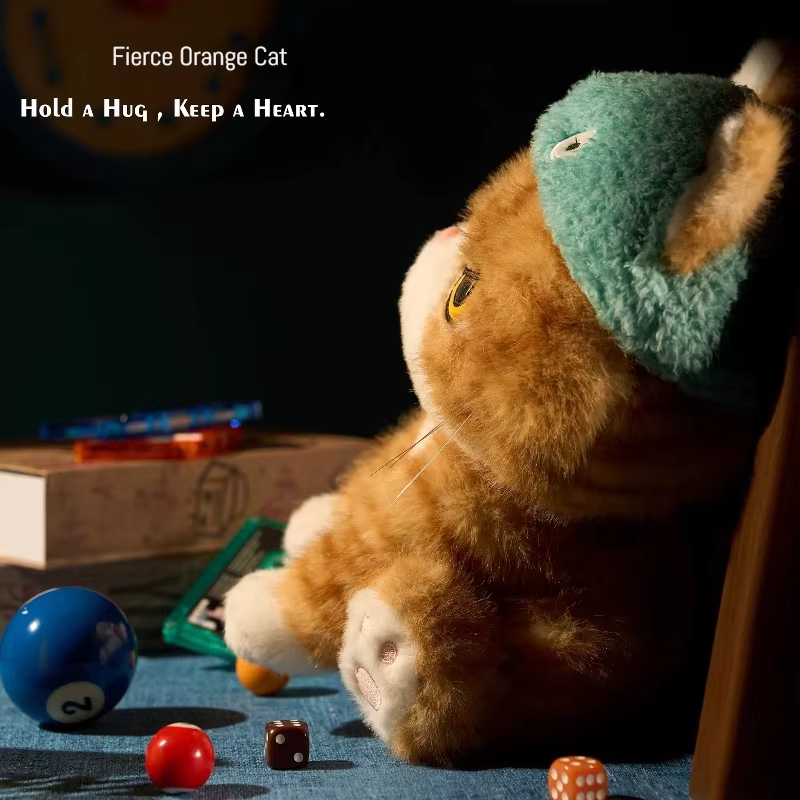 Peluche de gato naranja con expresión divertida, almohada - imagen 3