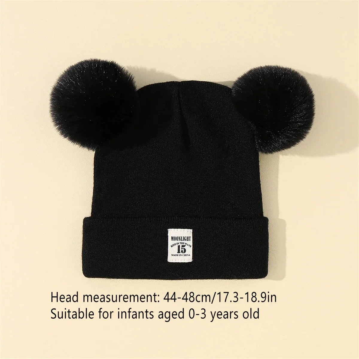 Gorro de lana de invierno para bebé con pompón y color liso unisex - imagen 5
