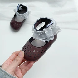 Zapatos antideslizantes para niñas con encaje de princesa