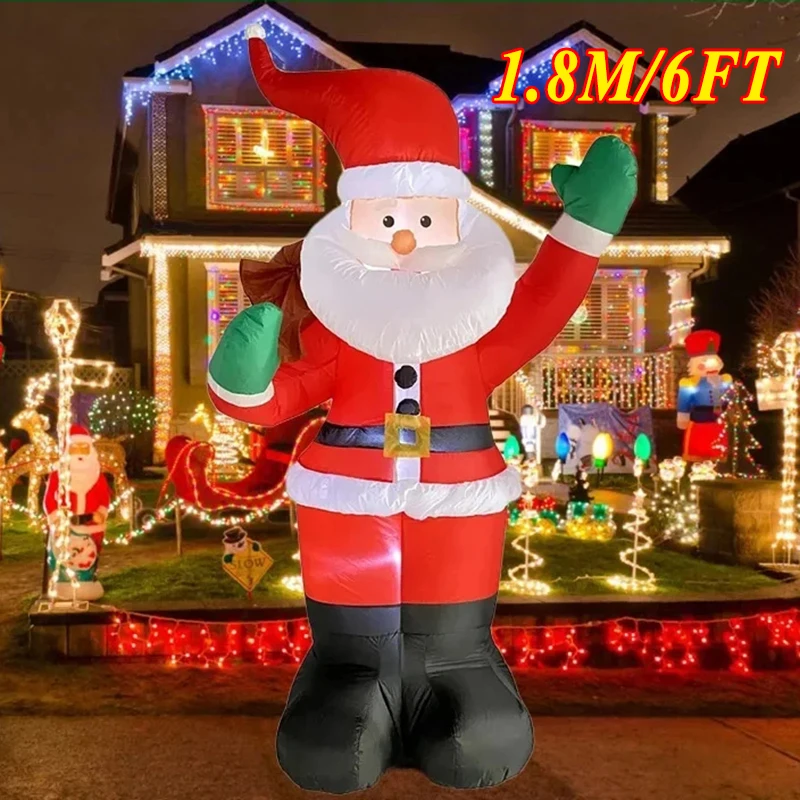 Decoración inflable Papá Noel con luz LED para interior y exterior