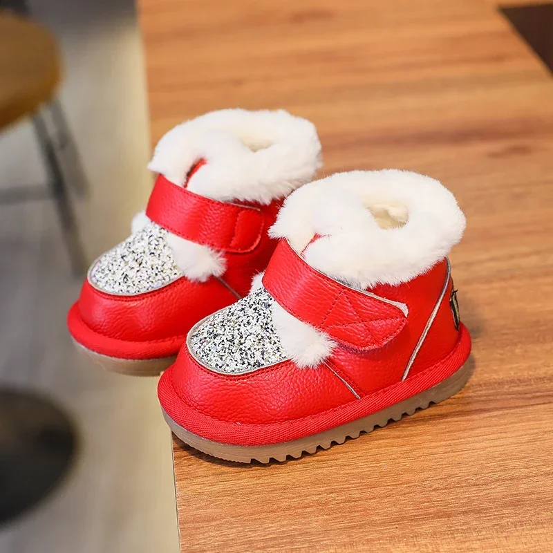Botas invernales de cuero auténtico con forro felpado para niños - imagen 4