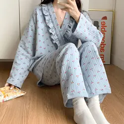 Pijama lactancia premamá algodón ajuste barriga de otoño