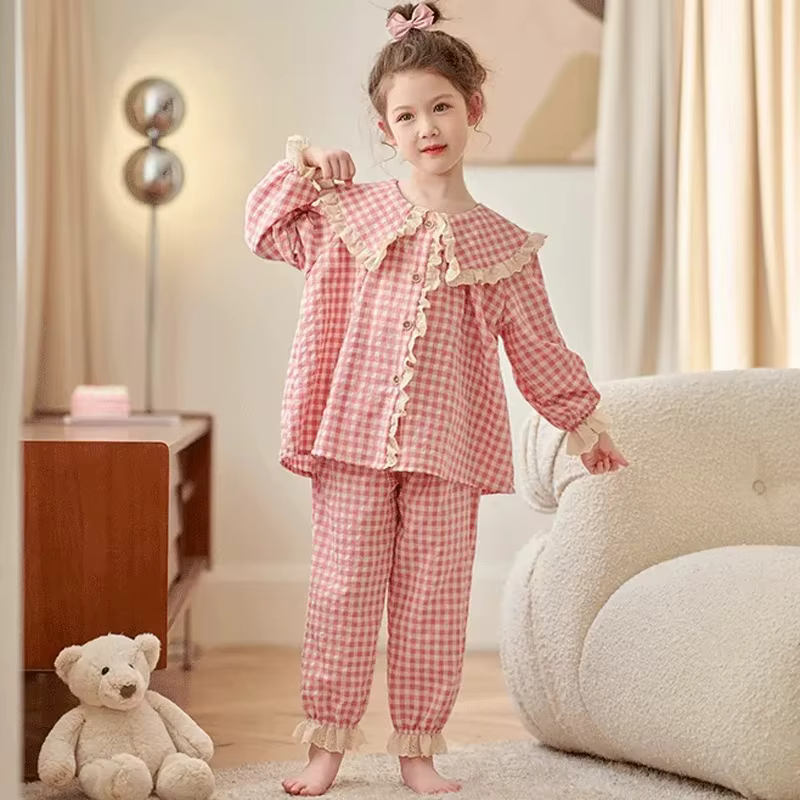 Pijama de cuadros con volantes para niña - Primavera/Otoño - imagen 4