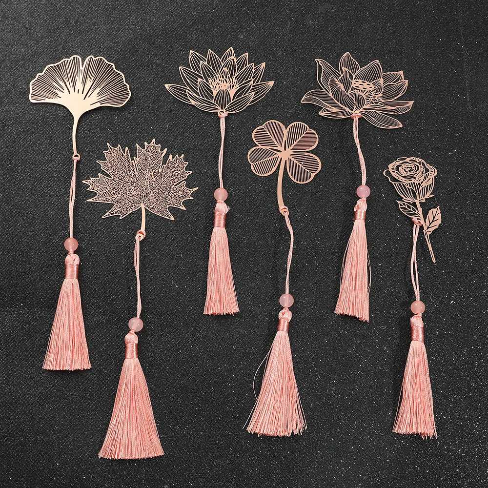 Marcapáginas infantil artesanal flor de loto rosa estilo chino - imagen 3